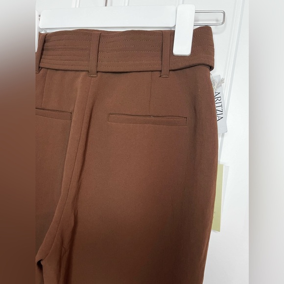 NWT Aritzia Wilfred Slacks Tie Front Pants - Cognac / Brown - Picture 4 of 8